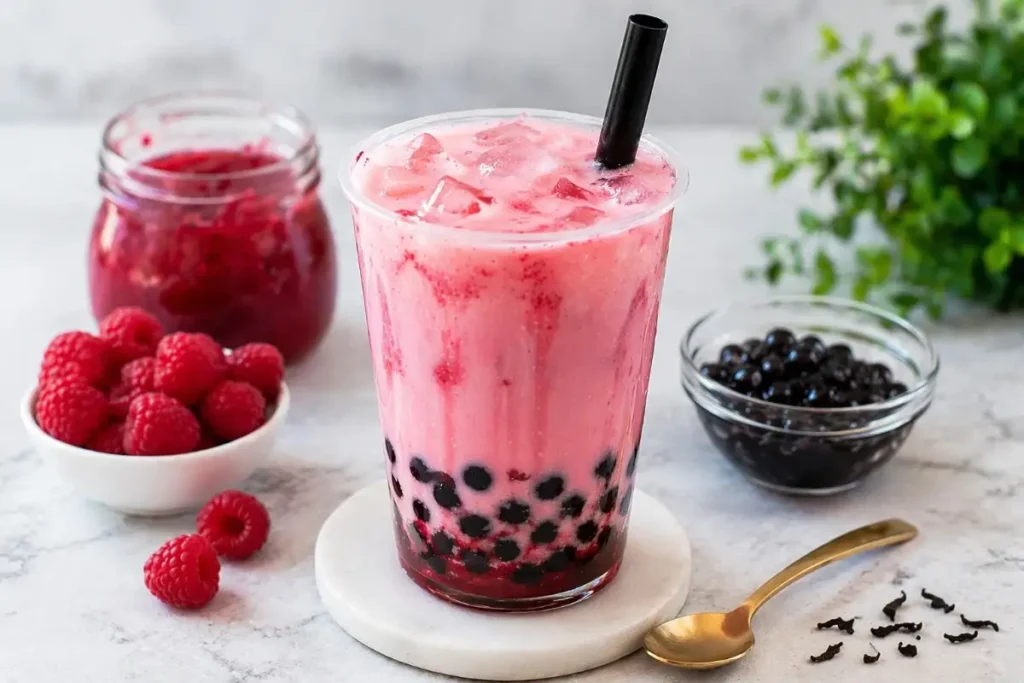 How to make raspberry boba tea